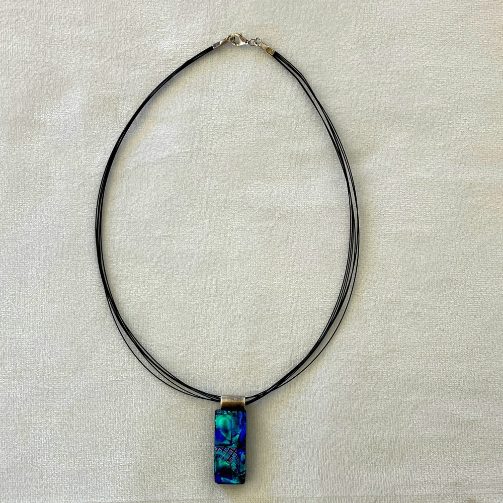 Handmade dichroic glass sterling necklace